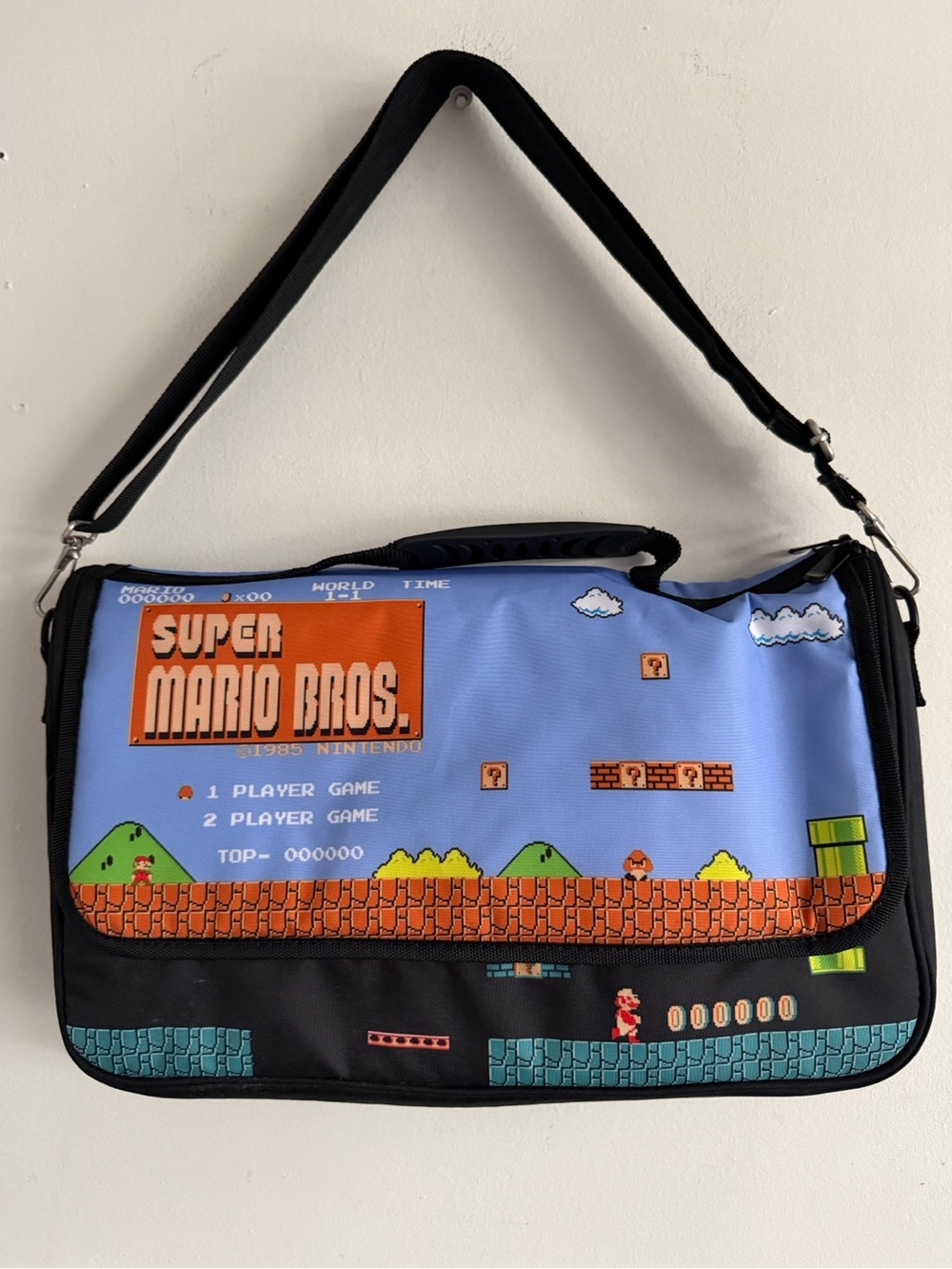 Nintendo Super Mario Bros. Light Blue & Black Messenger Bag